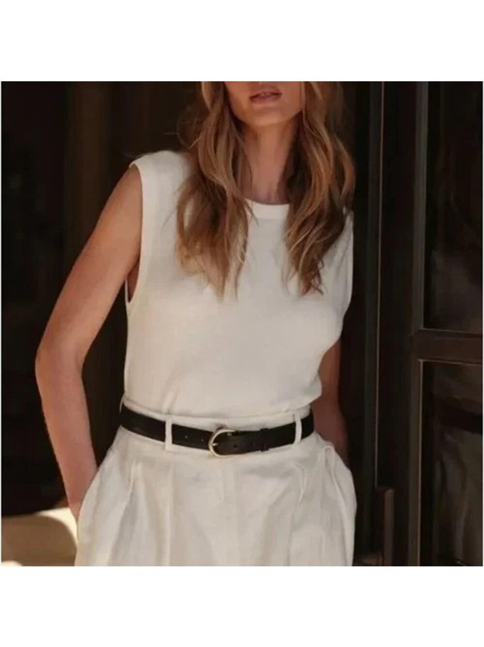 Jenni Kayne Easy Tank Quiet Luxury Ivory Minimalist Soft Girl Euro Women Small